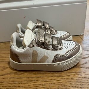 Veja Kids' White and Gold Sneakers